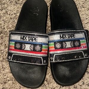 INC Colorful Mixtape Slide Sandals